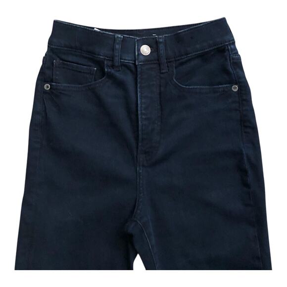 EXPRESS Womens Size 00 R Slim Super High Rise Denim Perfect Dark Wash Blue Jeans - Picture 4 of 6